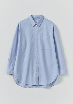 Cotton Oxford Oversized Long Shirt | Chambray Blue