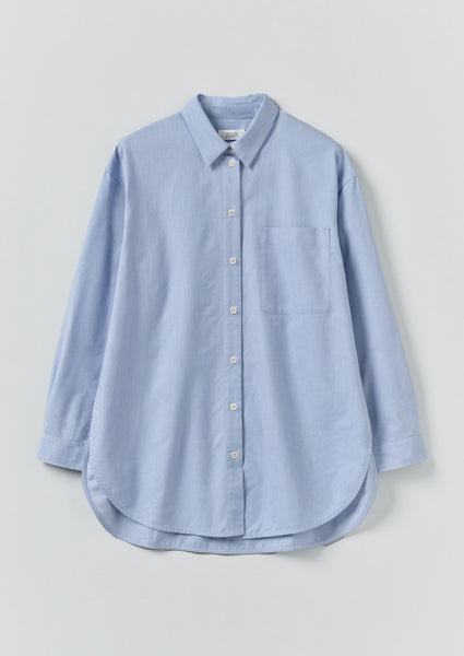 Cotton Oxford Oversized Long Shirt Chambray
