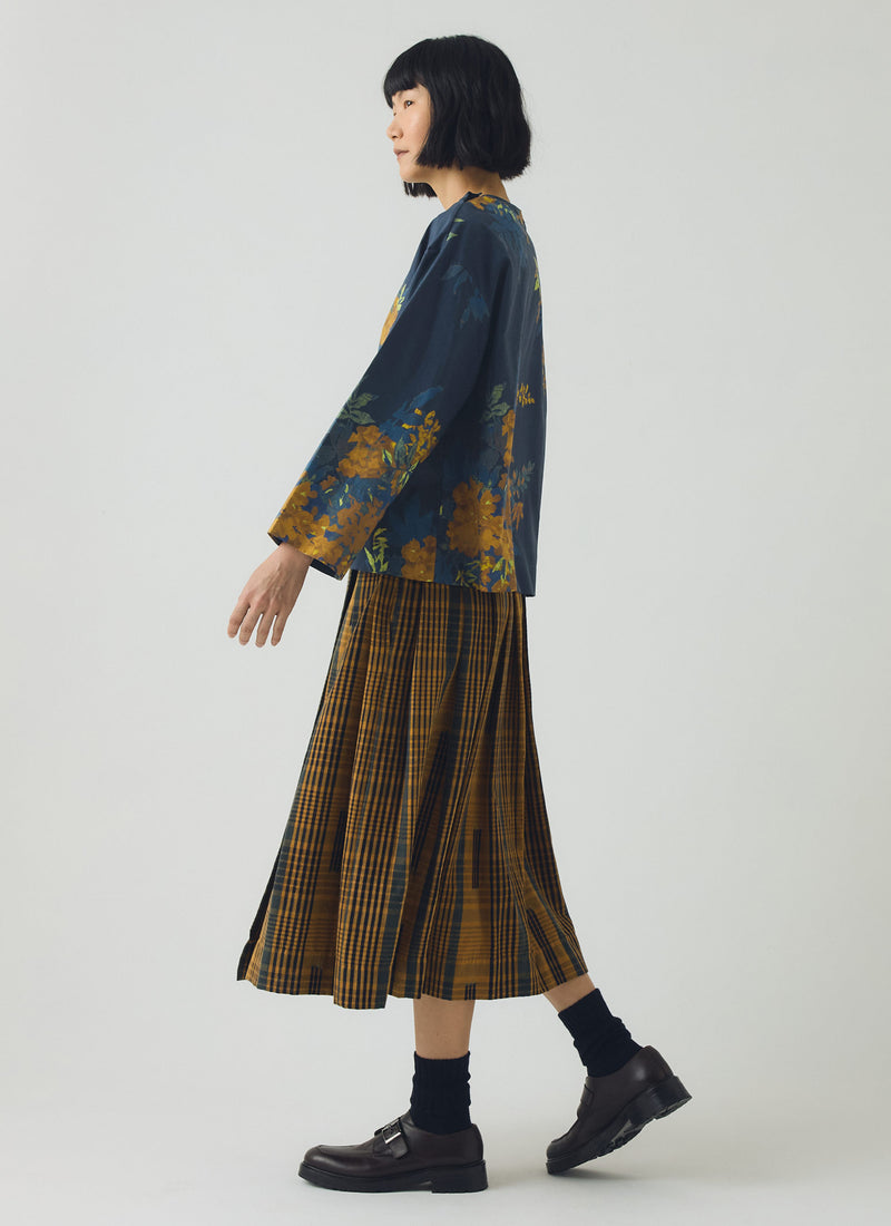 Botanical Shadow Print Cotton Top | Shadow Blue