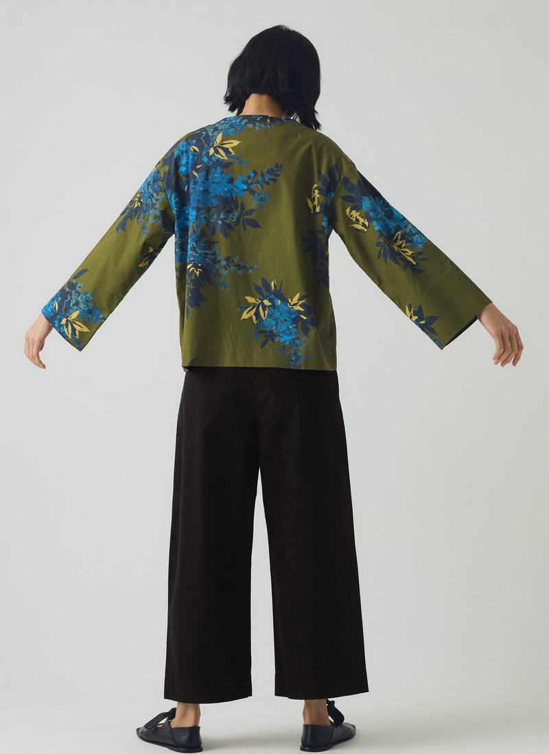 Botanical Shadow Print Cotton Top | Olive | TOAST