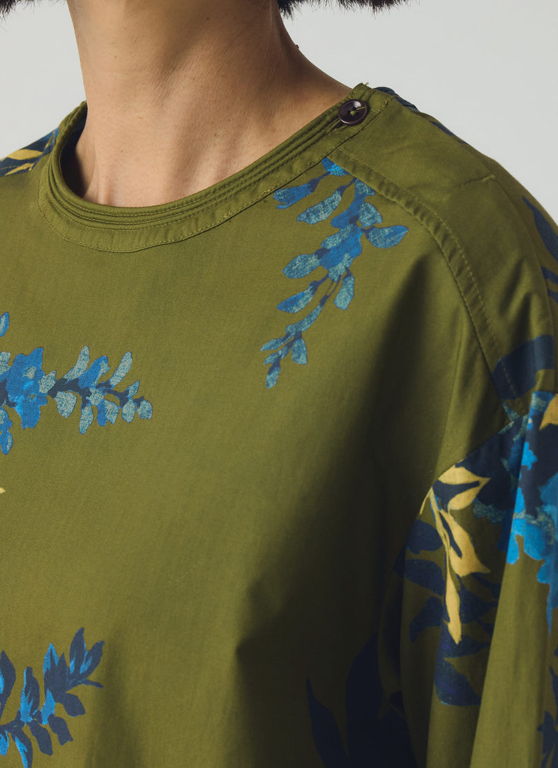 Botanical Shadow Print Cotton Top | Olive | TOAST