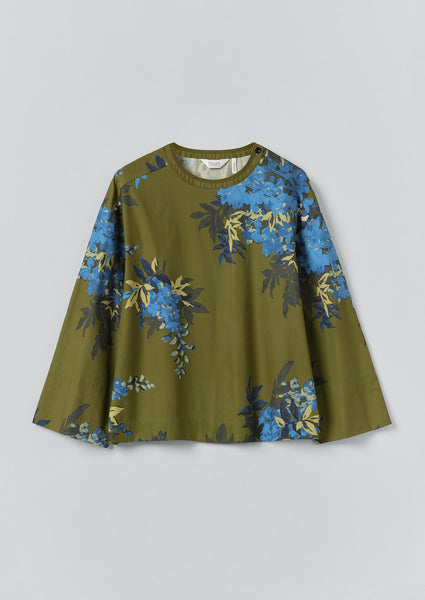 Botanical Shadow Print Cotton Top
