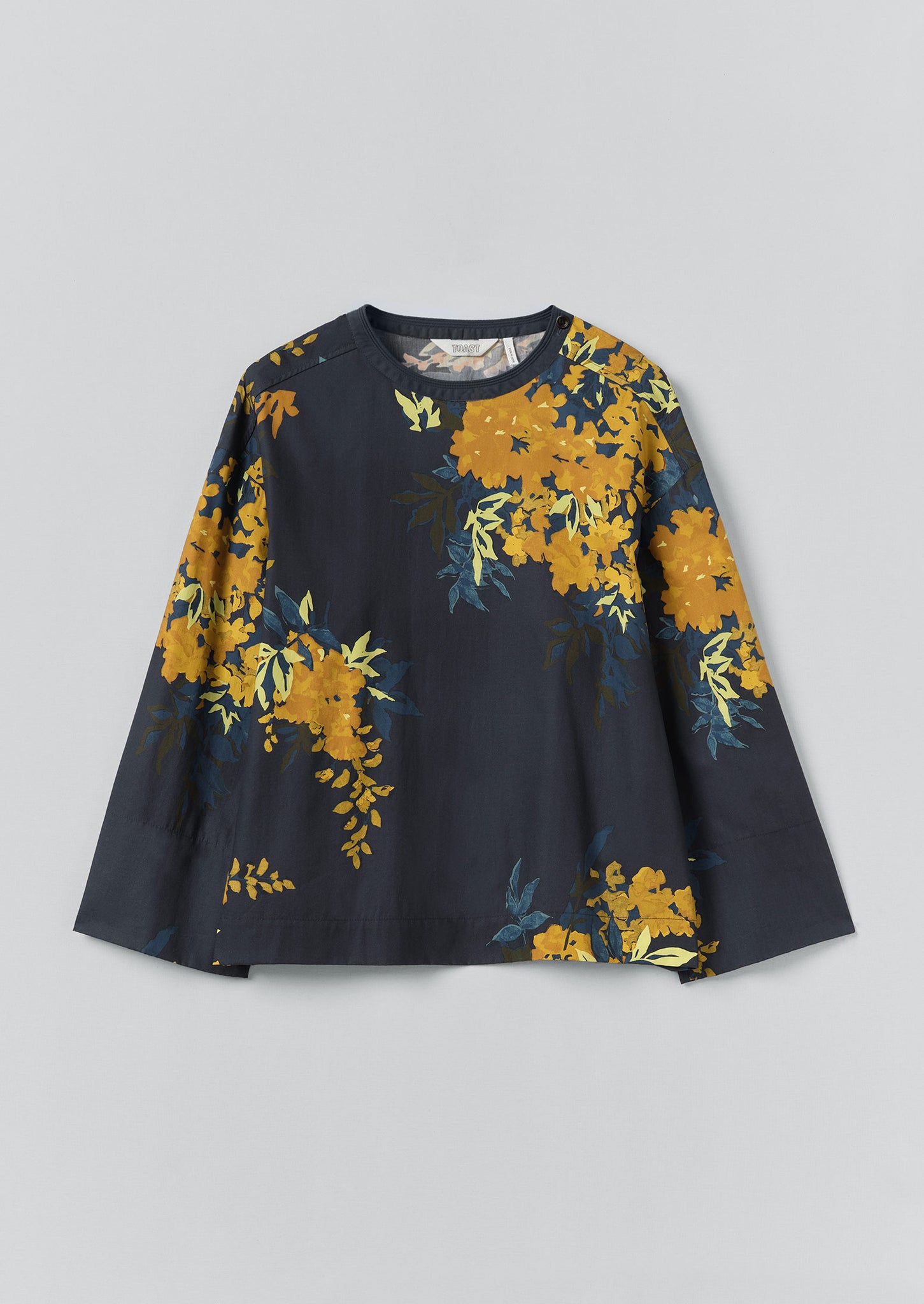 Botanical Shadow Print Cotton Top | Shadow Blue