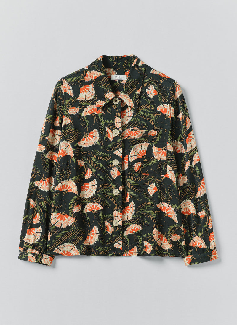 Baya Dianthus Print Shirt | Midnight Green