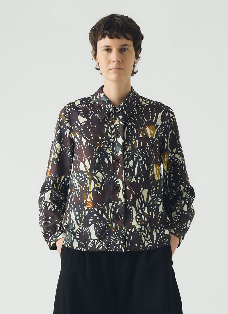 Baya Dappled Leaves Print Shirt | Chestnut