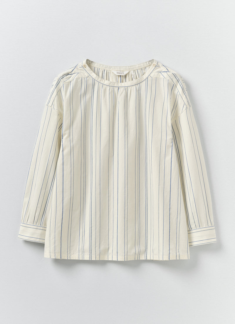 Irregular Stripe Gathered Smock Top | Cobalt