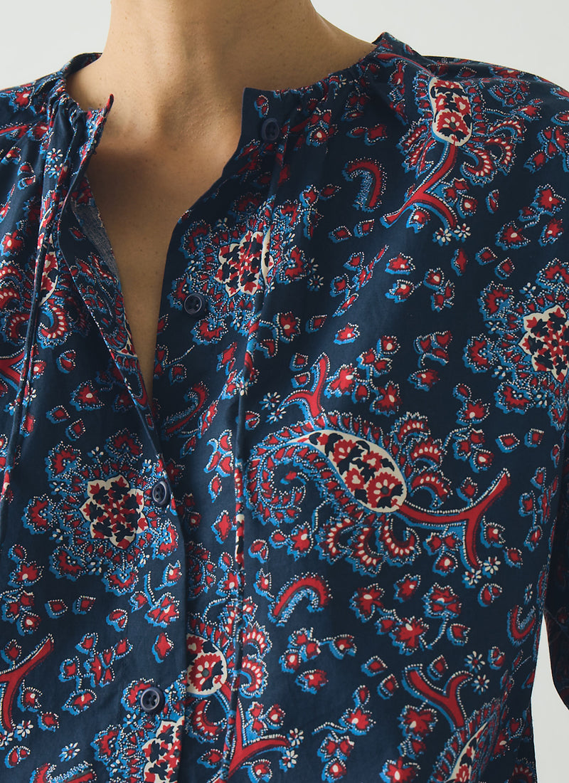 Provencal Paisley Print Cotton Poplin Shirt | Provencal Blue