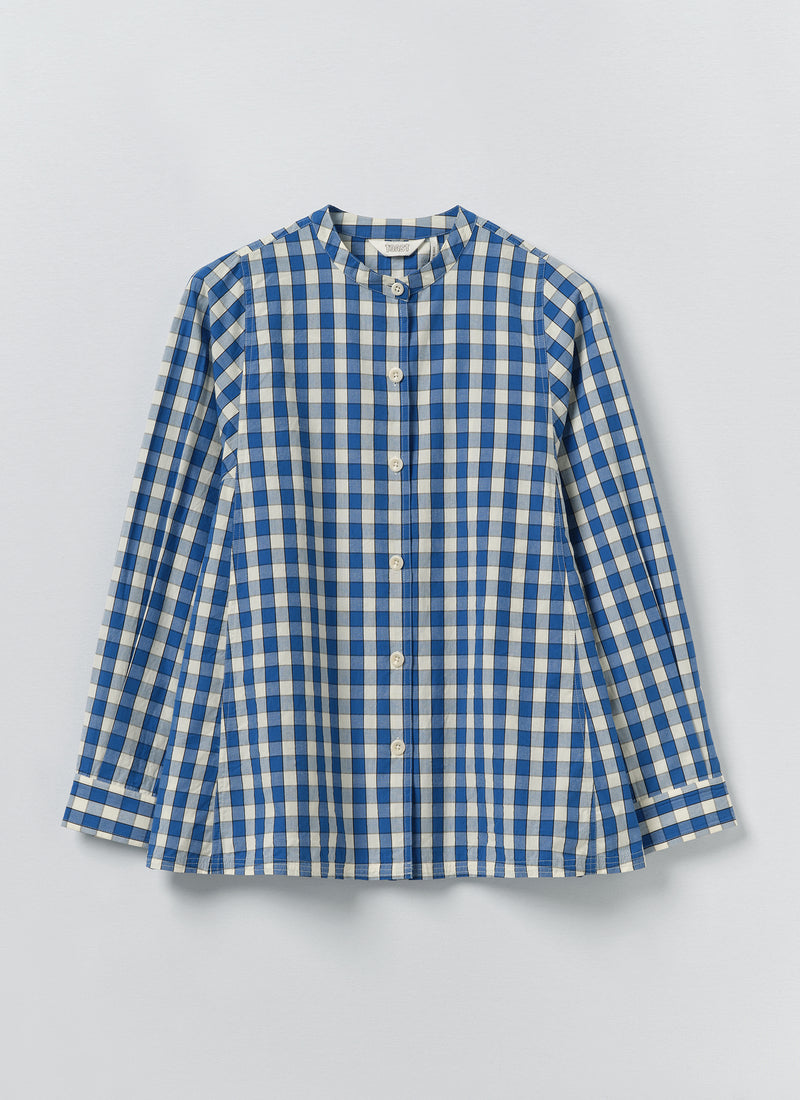 Alfresco Gingham Cotton Shirt | Pacific Blue