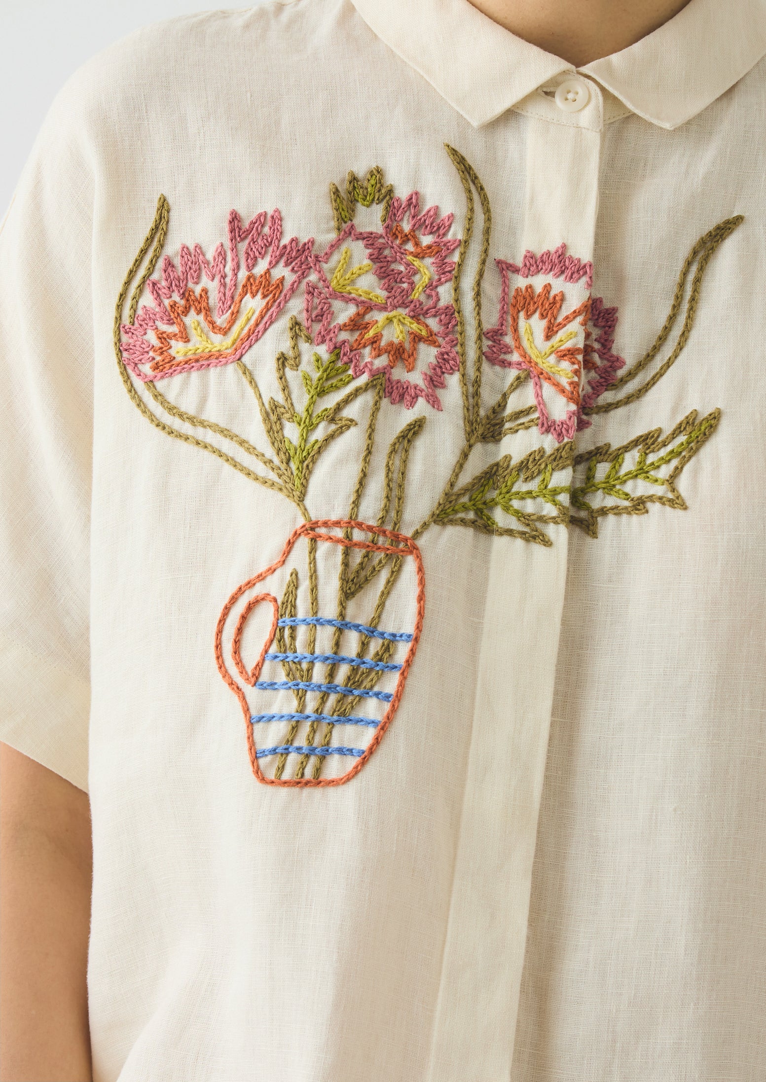 【新品未使用】L'Appartement EMBROIDERY L/S TEE Embroidered Al Fresco Linen Shirt | Lemon Posset | TOAST