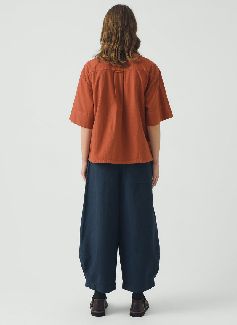 Cotton Linen Poplin Shirt | Terracotta Red