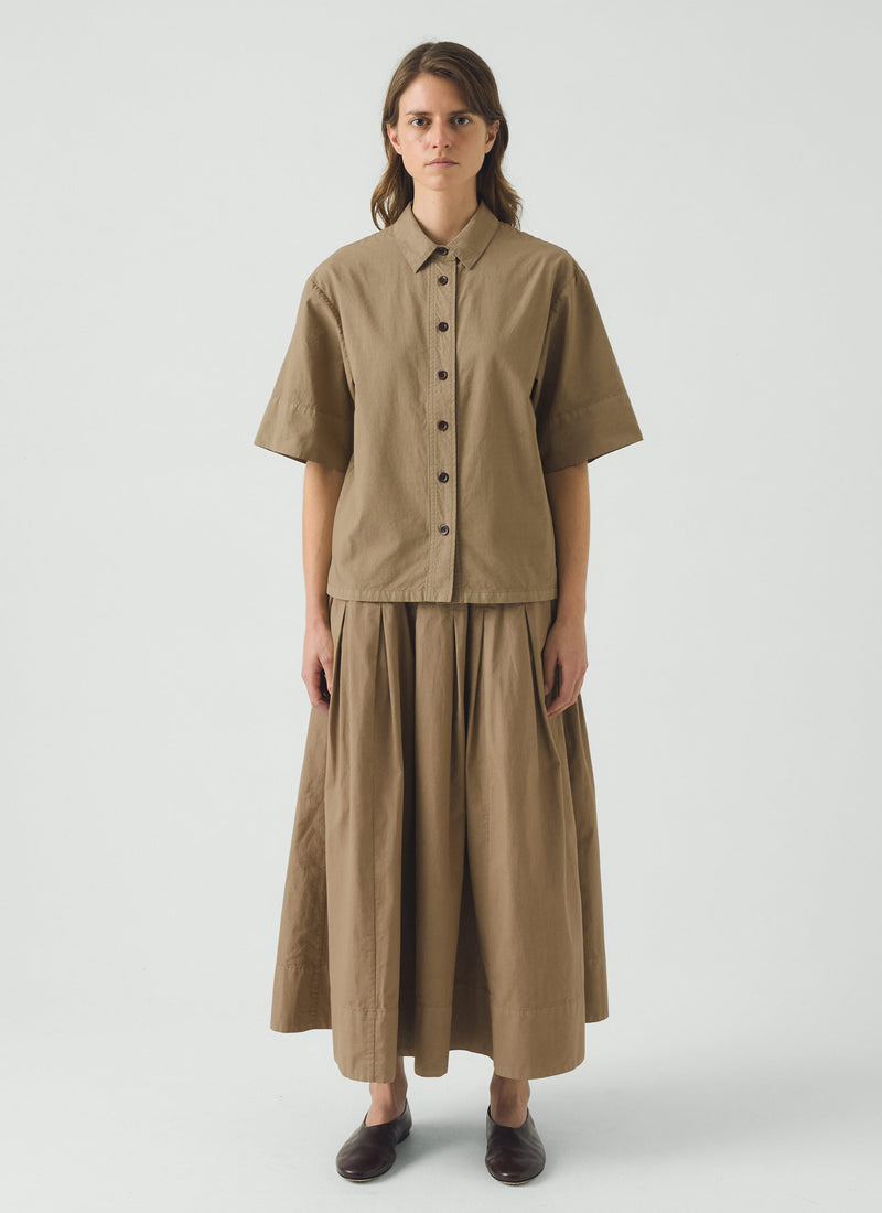 Cotton Linen Poplin Shirt | Ash Brown