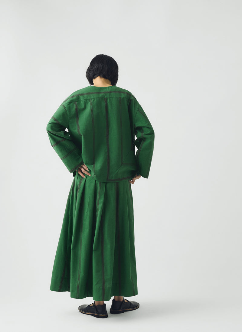 Tea Towel Stripe Long Sleeve Top | Sea Green