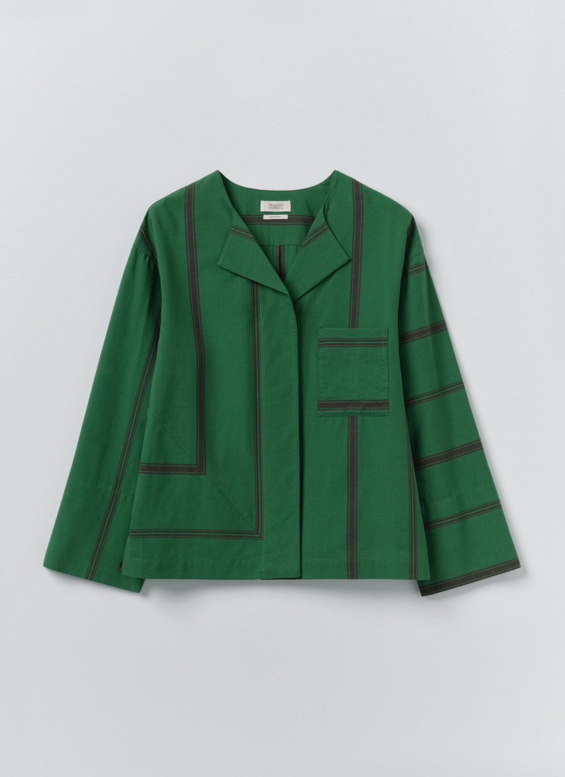 Tea Towel Stripe Long Sleeve Top | Sea Green