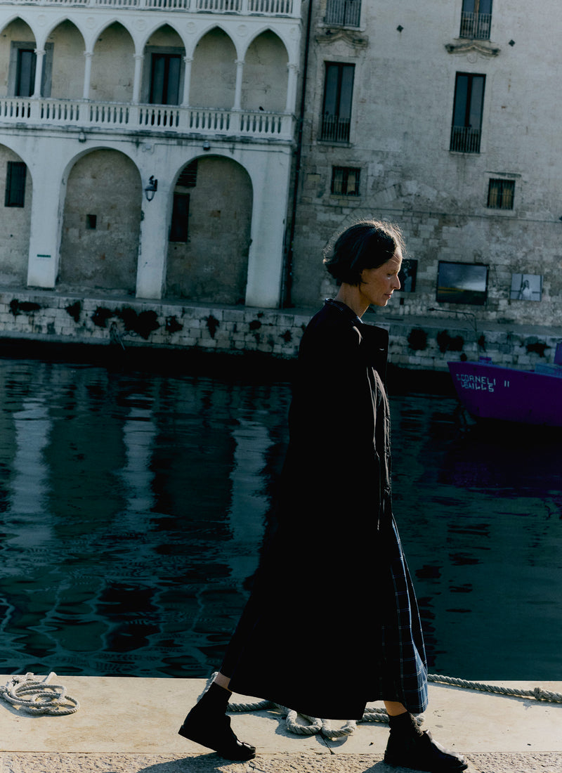 Market Check Cotton Linen Shirt | Denim Blue