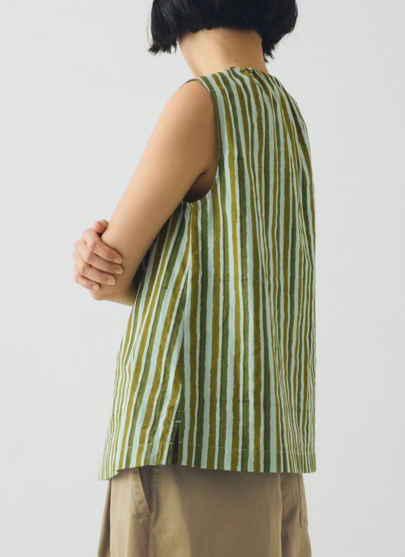 Block Print Sorbet Stripe Top | Soft Aqua