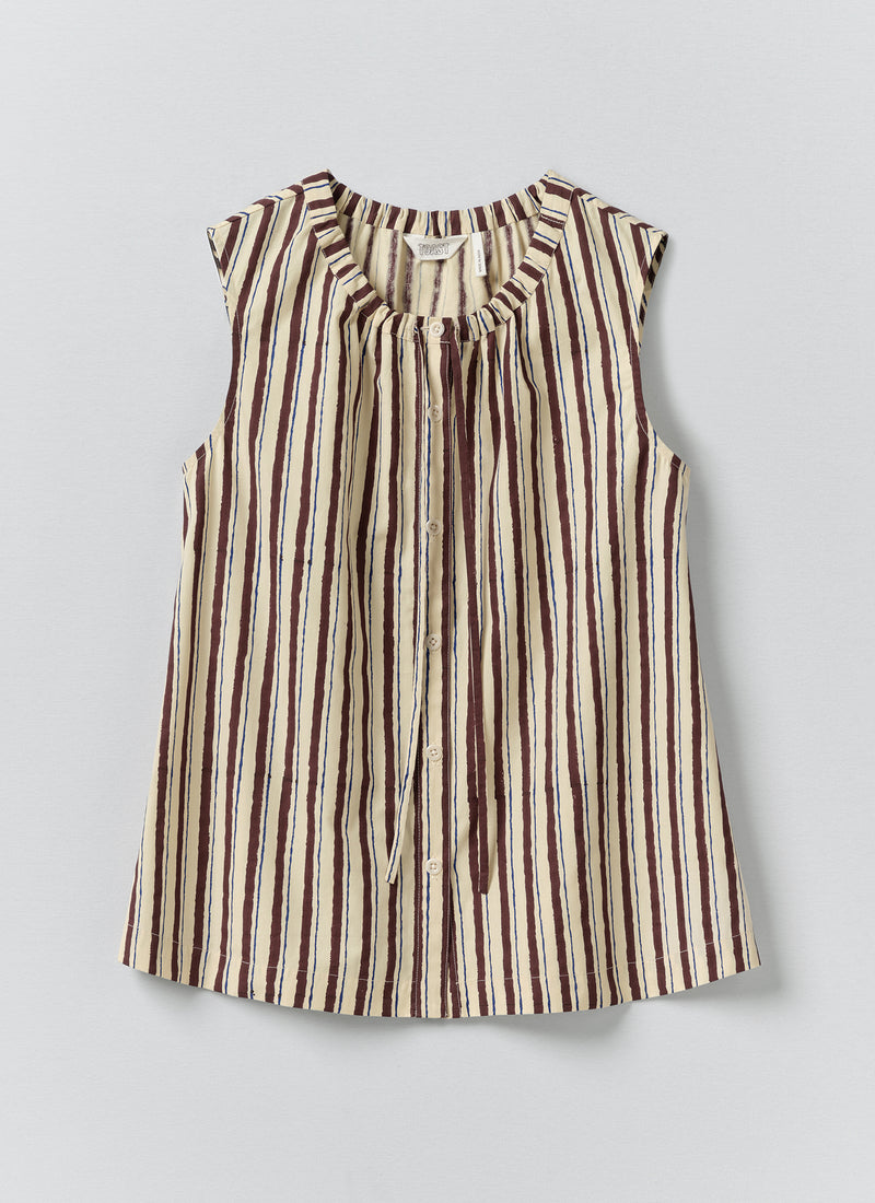 Block Print Sorbet Stripe Top | Pastel Lemon