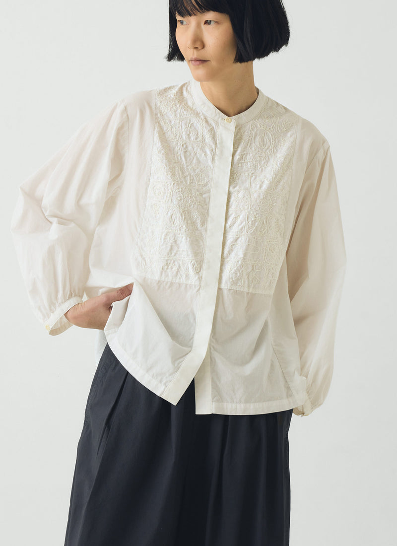 Embroidered Cotton Voile Shirt | Chalk White
