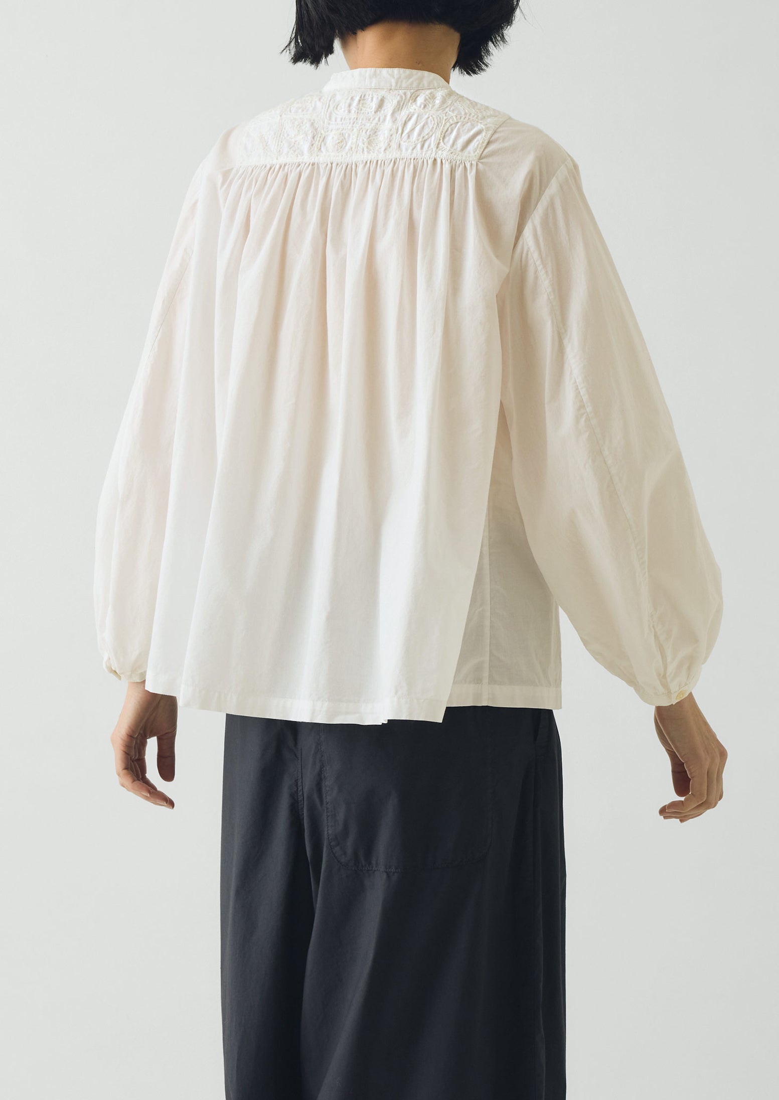 Embroidered Cotton Voile Shirt | Chalk White | TOAST