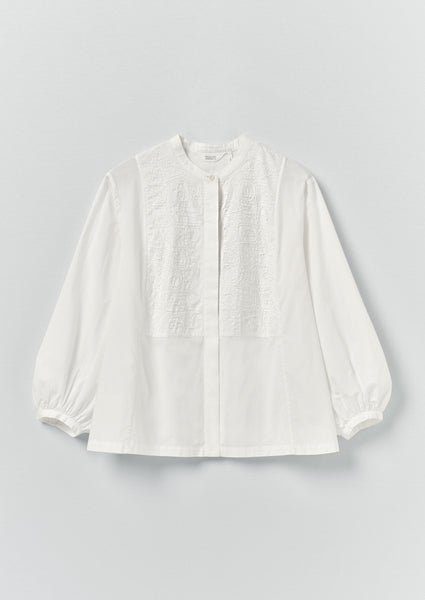 Embroidered Cotton Voile Shirt | Chalk White | TOAST