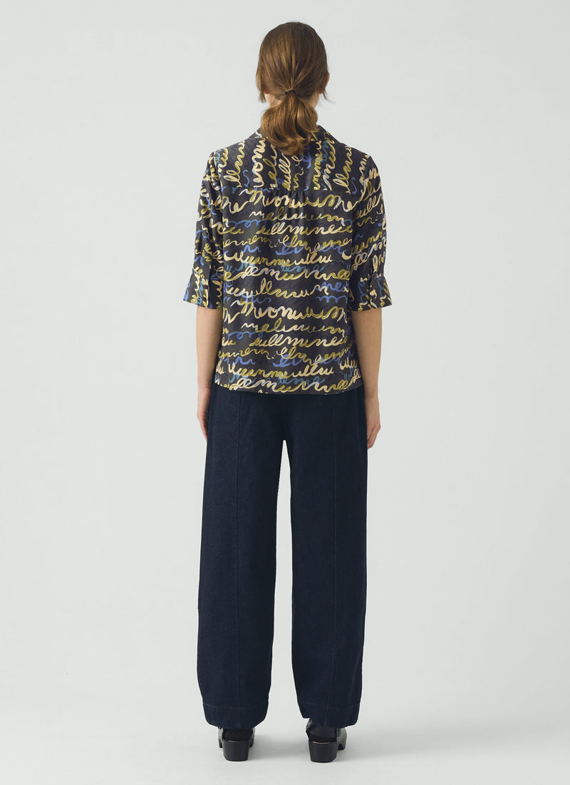 Gia Script Print Shirt | Avocado Rind