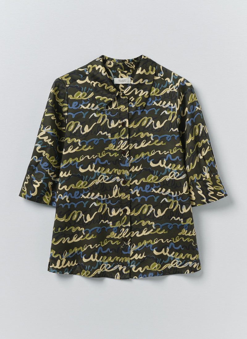 Gia Script Print Shirt | Avocado Rind