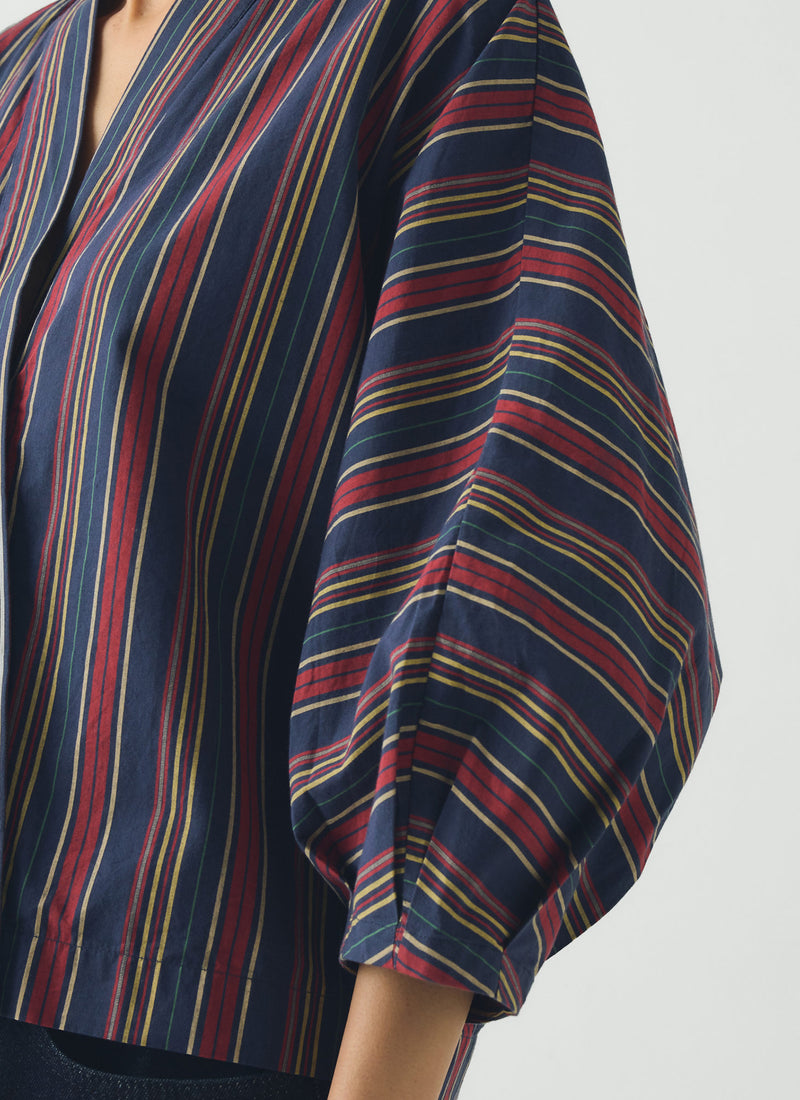 Pantry Stripe Cotton Wrap Shirt | Provencal Blue