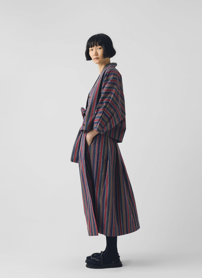 Pantry Stripe Cotton Wrap Shirt | Provencal Blue