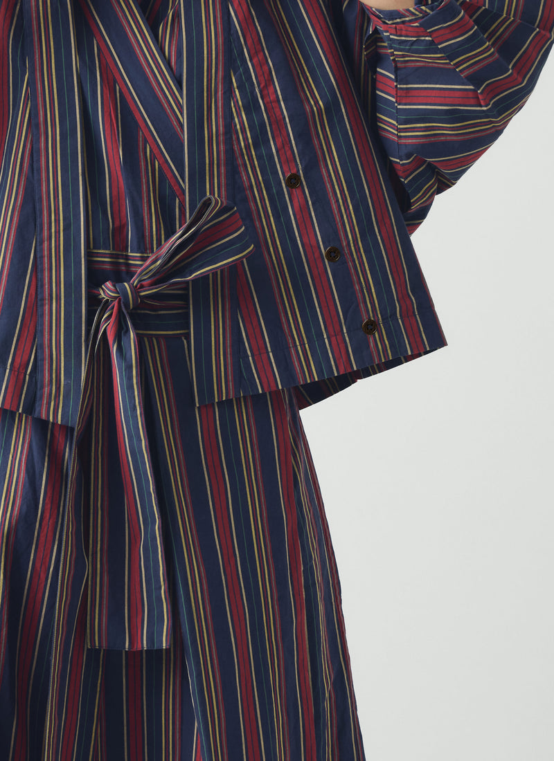 Pantry Stripe Cotton Wrap Shirt | Provencal Blue