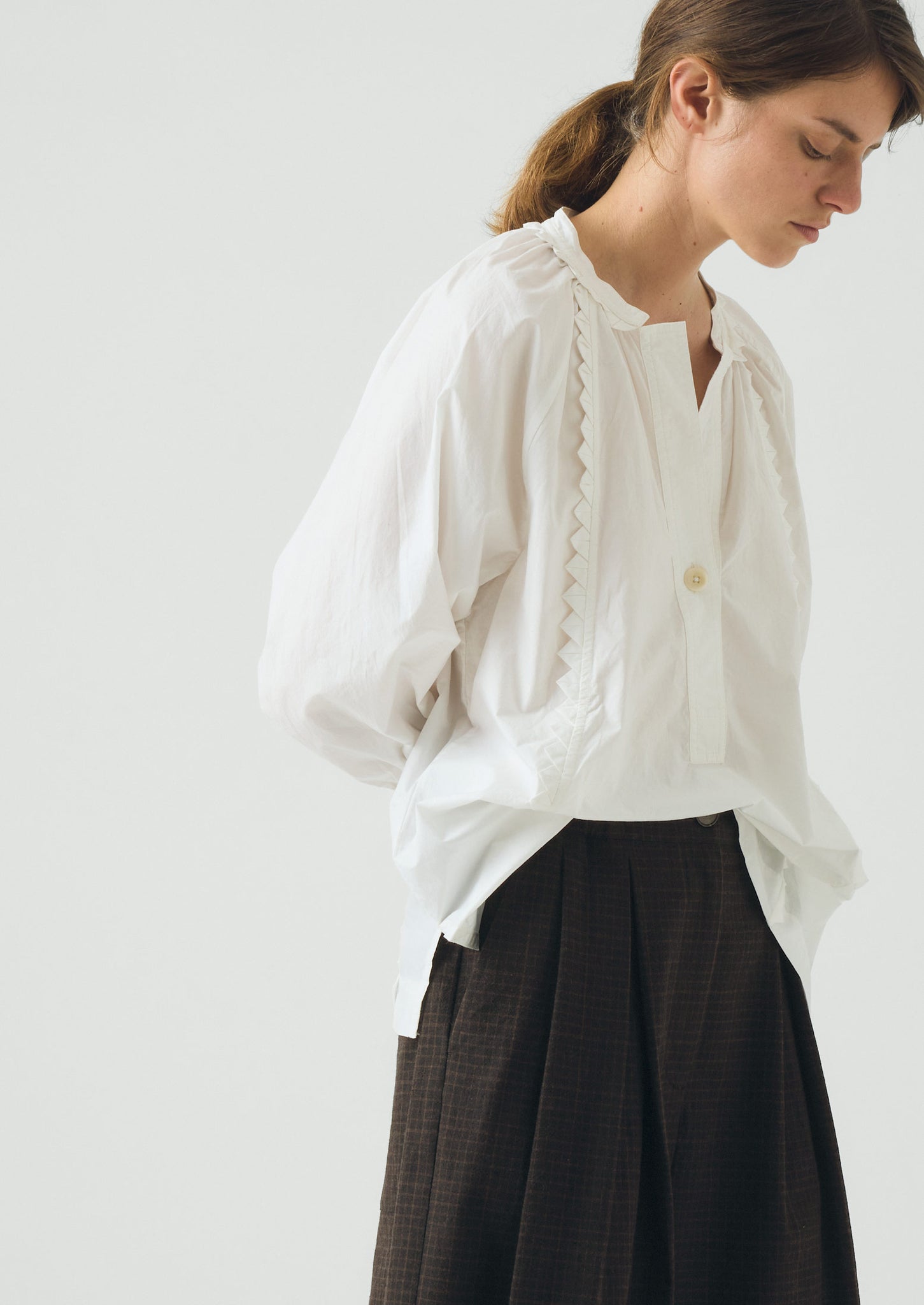 Crockery Edge Cotton Poplin Top | Paper White