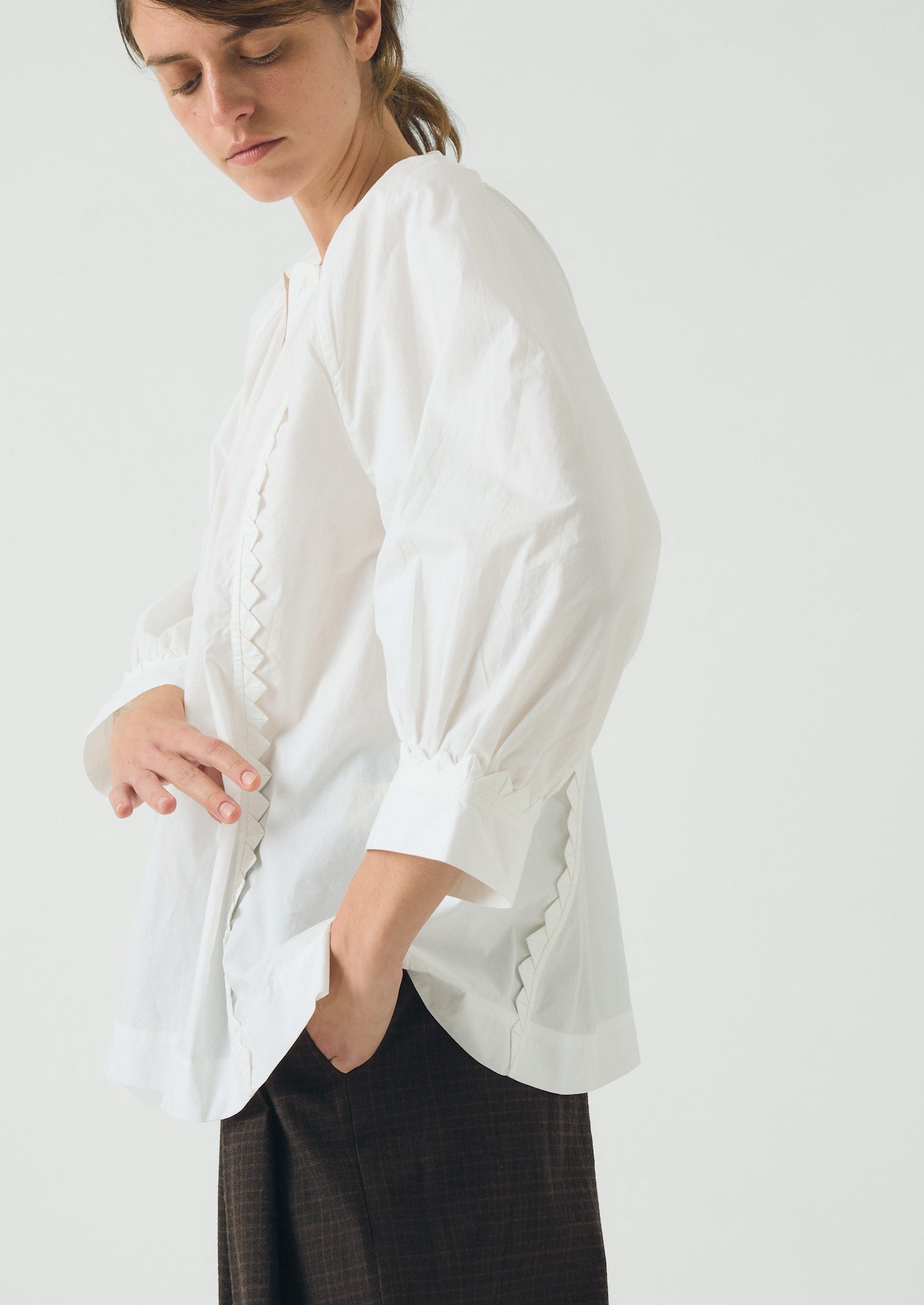 Crockery Edge Cotton Poplin Top | Paper White