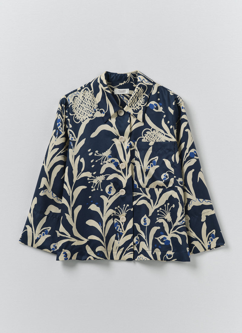 Crockery Print Boxy Shirt | Smalt
