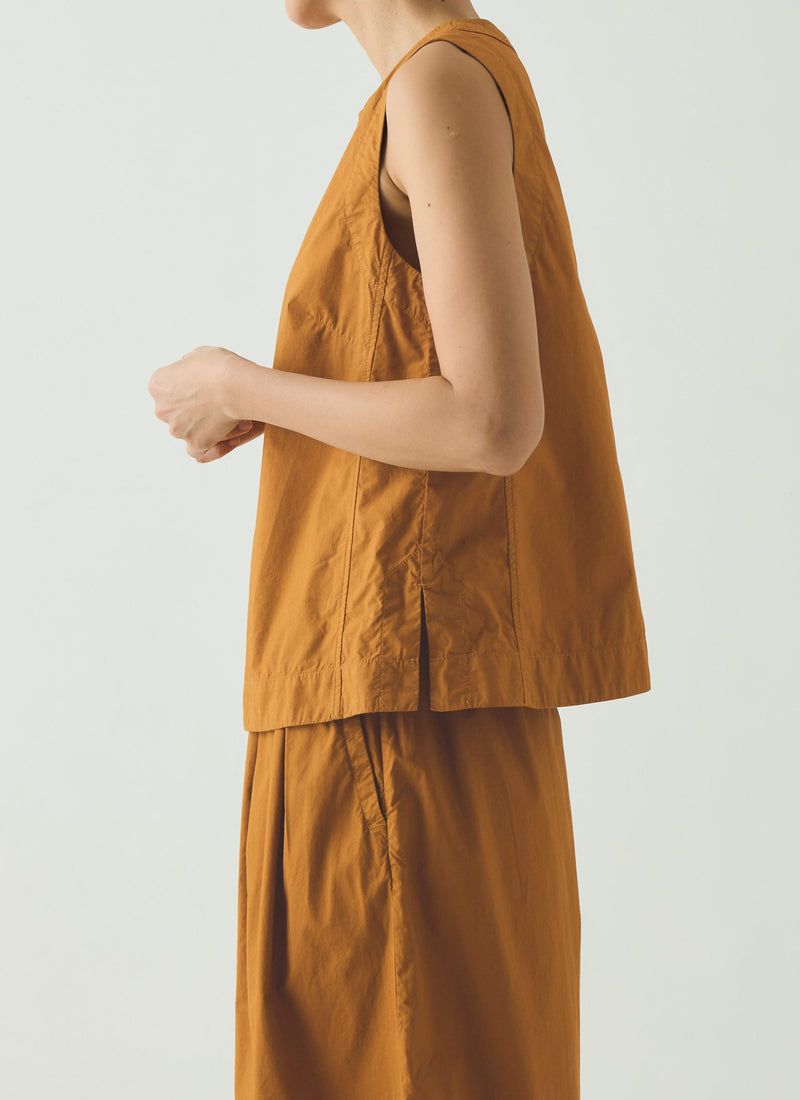Panelled Garment Dyed Sleeveless Top | Dhal