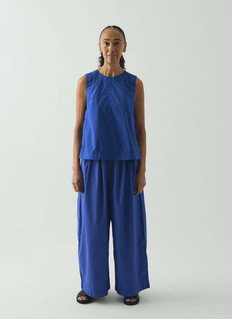 Panelled Garment Dyed Sleeveless Top | Carmine Blue
