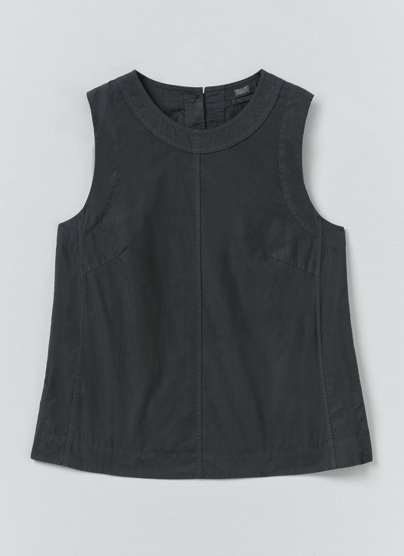 Panelled Garment Dyed Sleeveless Top | Slate
