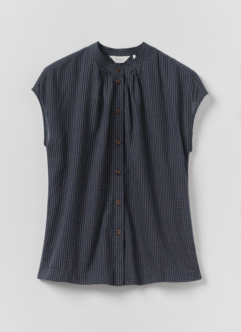 Slubby Check Short Sleeve Shirt | Ink