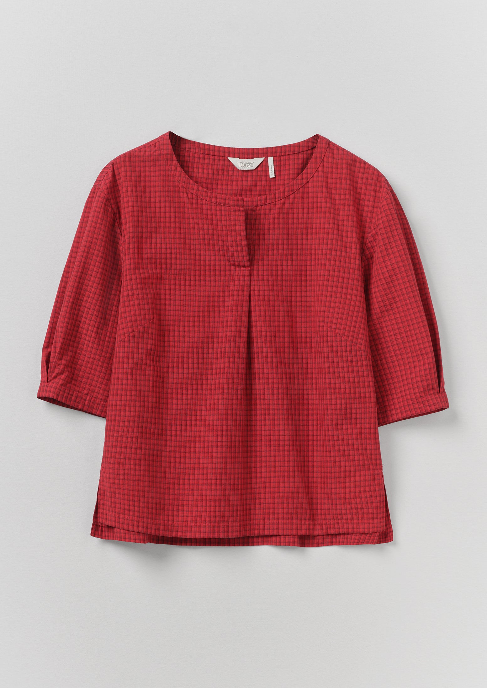 Graph Paper Check Cotton Top | Vibrant Red/Slate | TOAST
