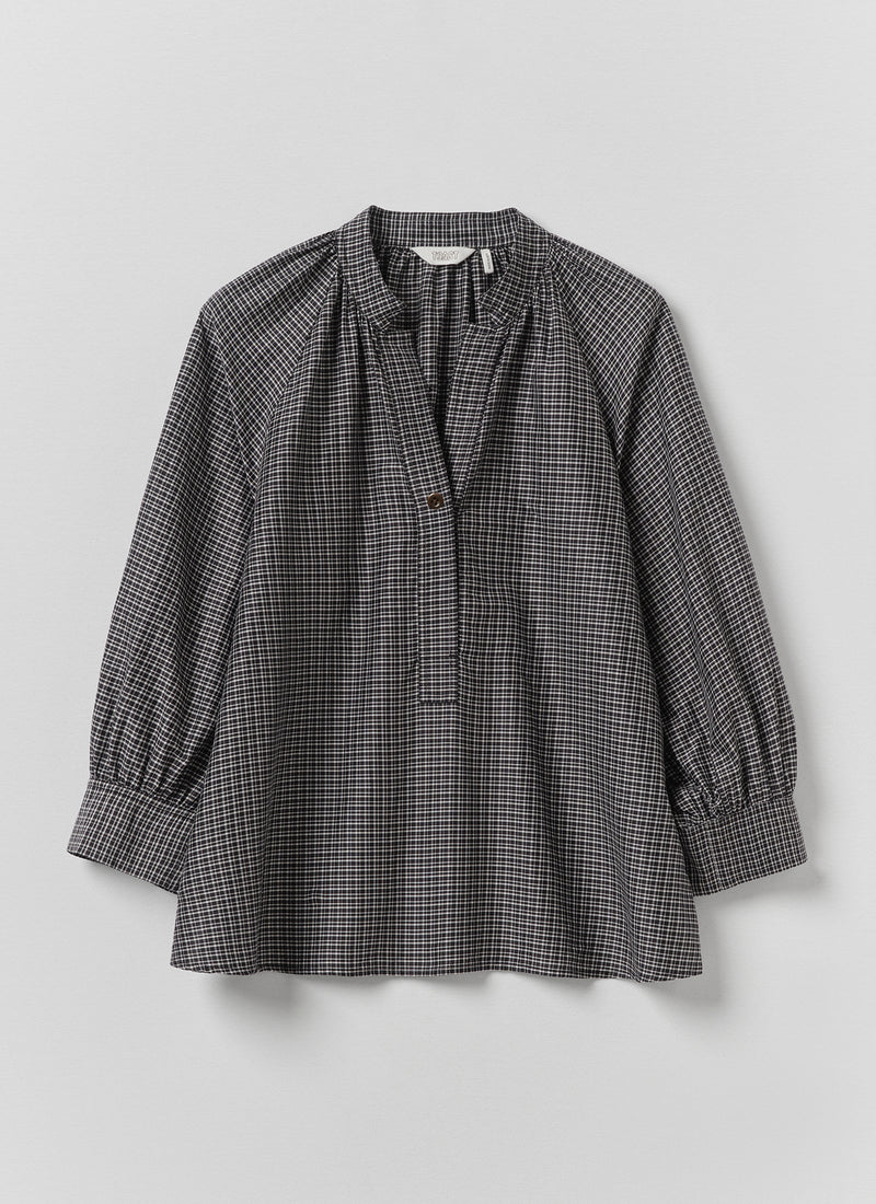 Catrin Cotton Silk Check Shirt | Ecru/Soft Black