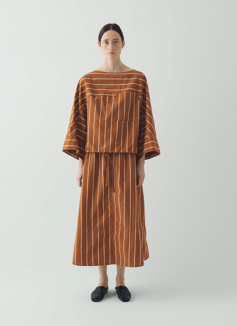 Garland Stripe Cotton Smock Top | Copper/Ecru