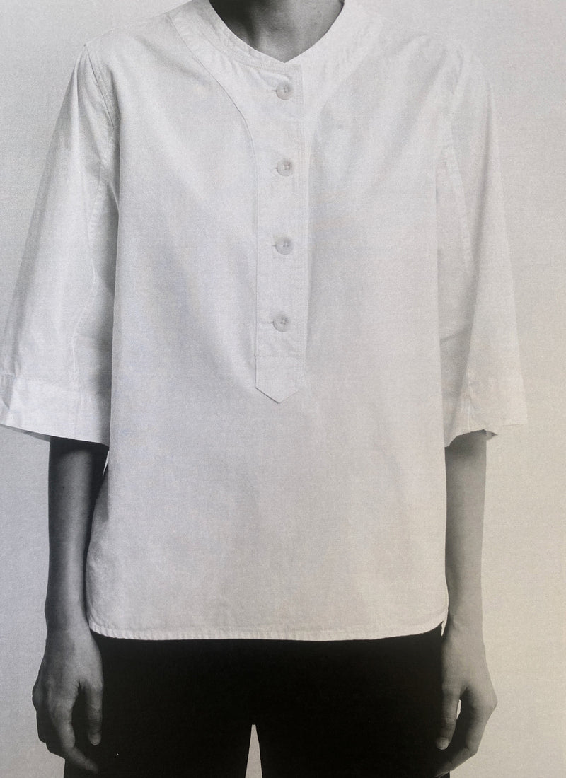 Applied Placket Cotton Linen Top | Vintage White