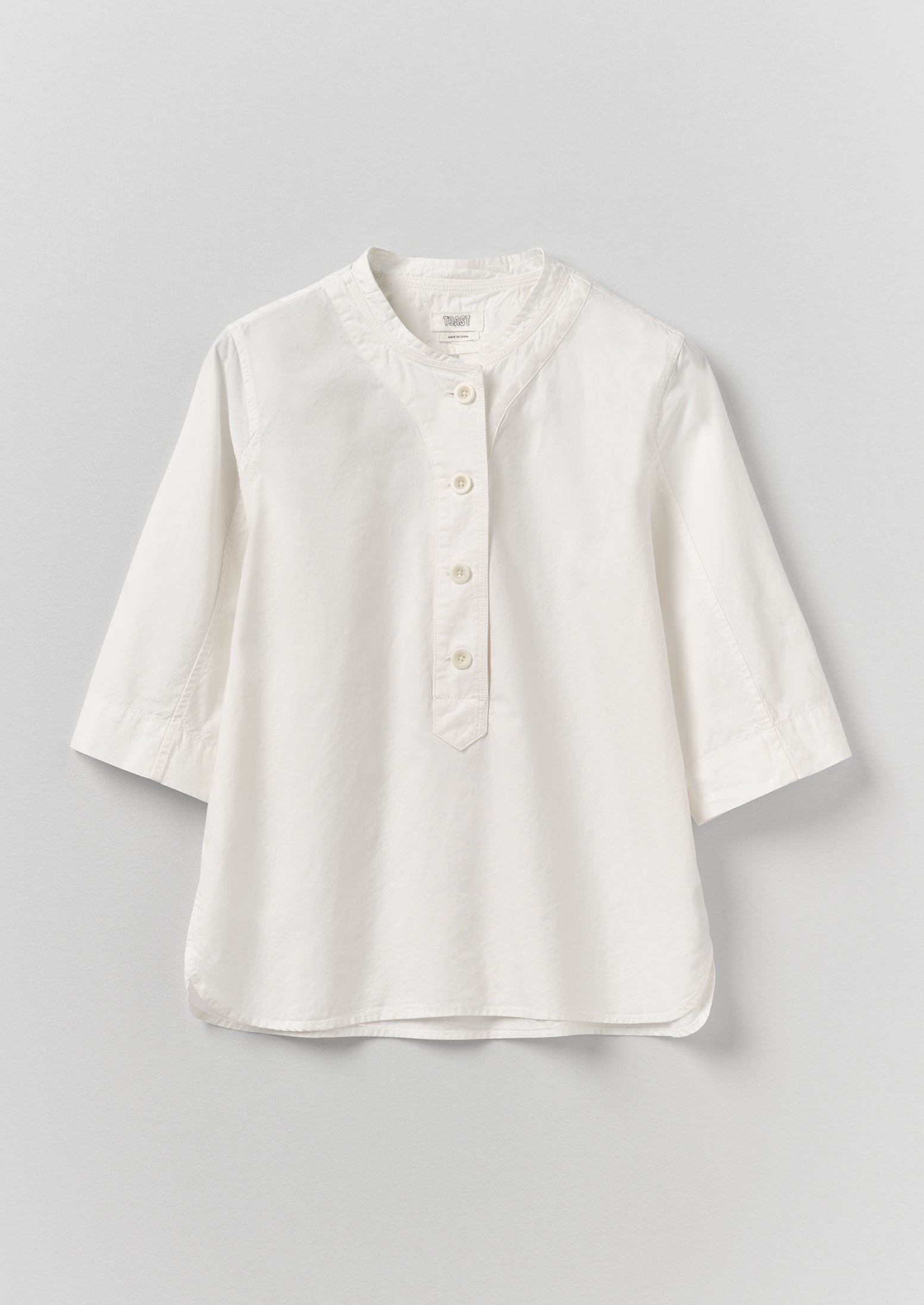 Applied Placket Cotton Linen Top | Vintage White | TOAST