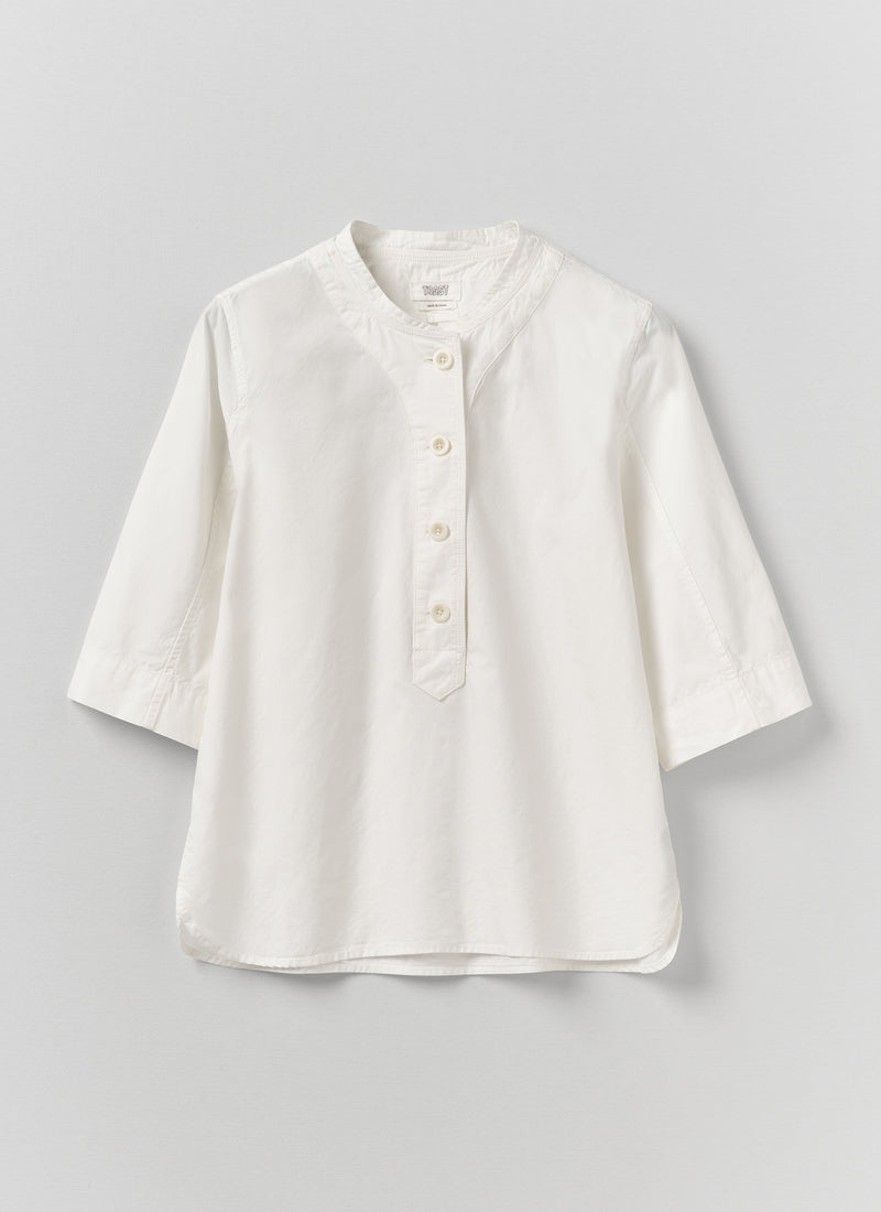 Applied Placket Cotton Linen Top | Vintage White
