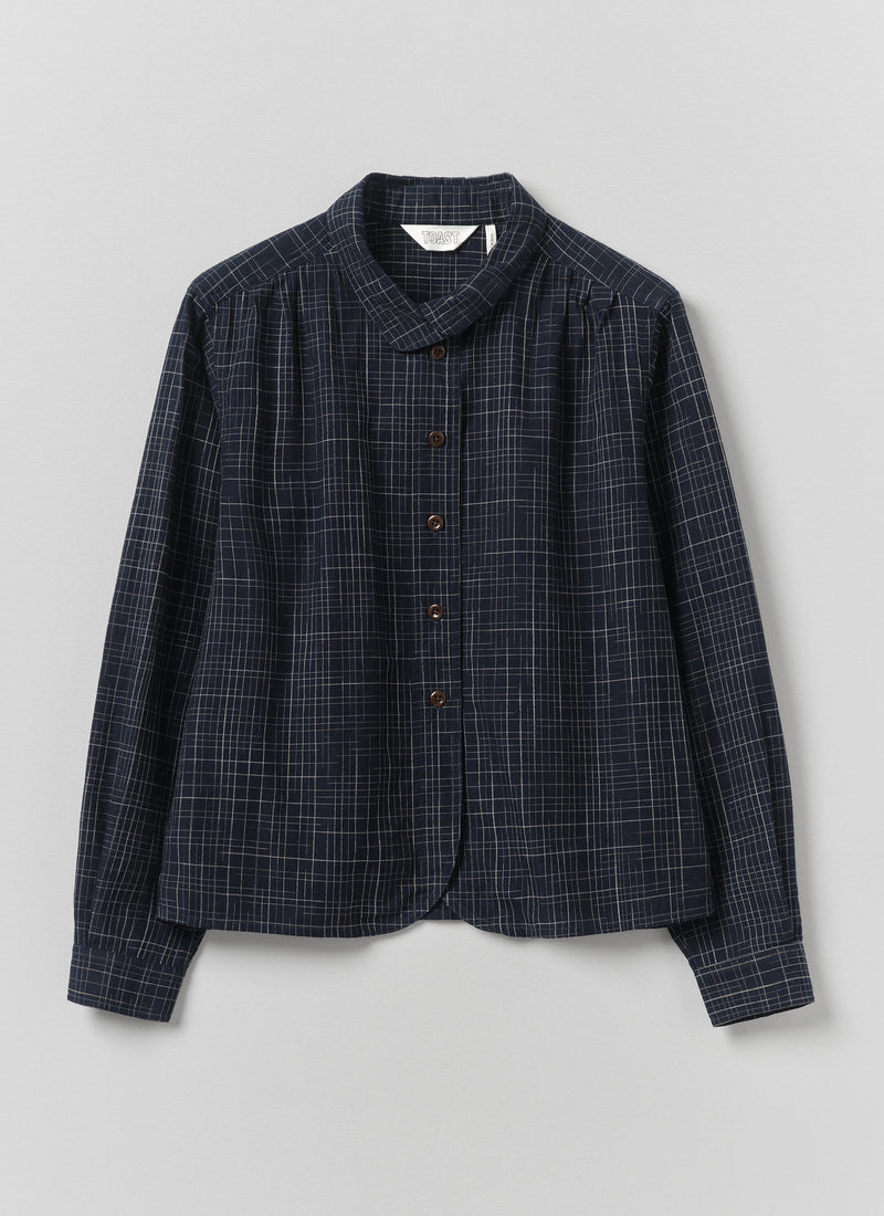 Space Dyed Indigo Check Shirt | Indigo/Ecru