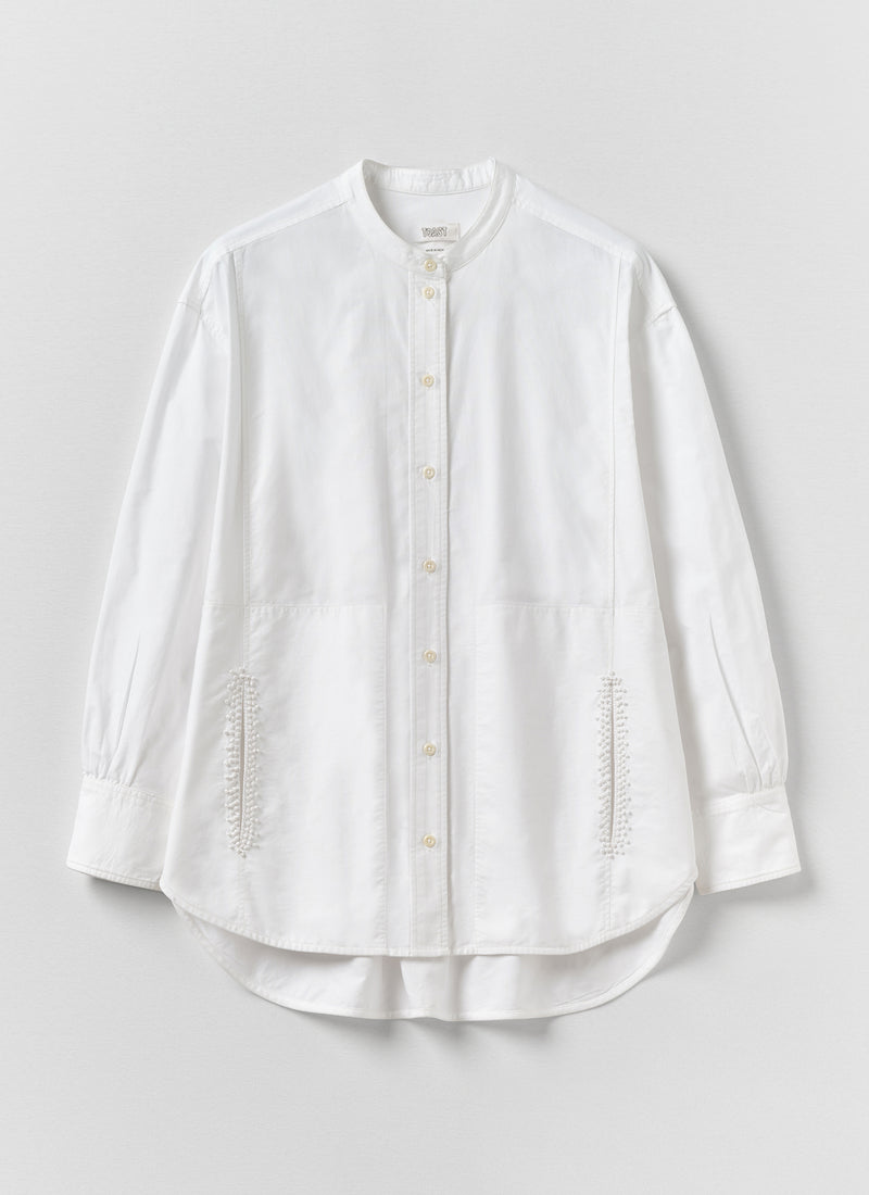 French Knot Cotton Shirt | Natural White