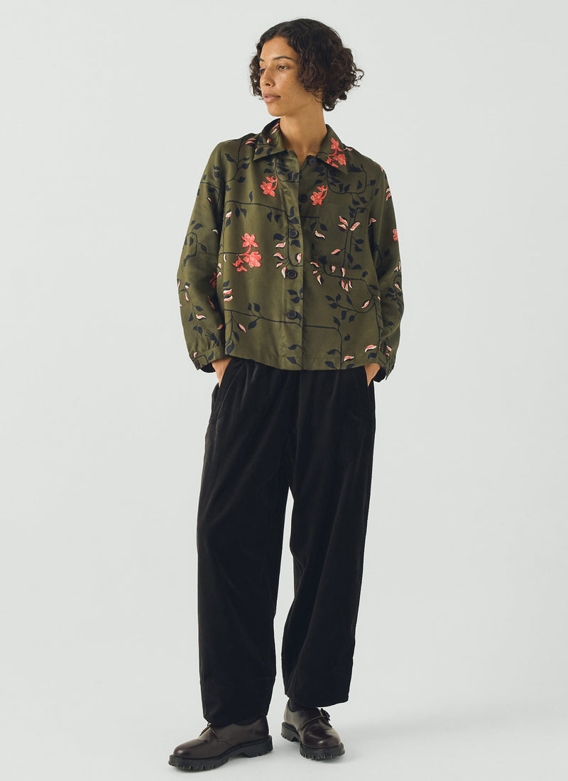 Baya Folk Vines Print Shirt | Dark Olive