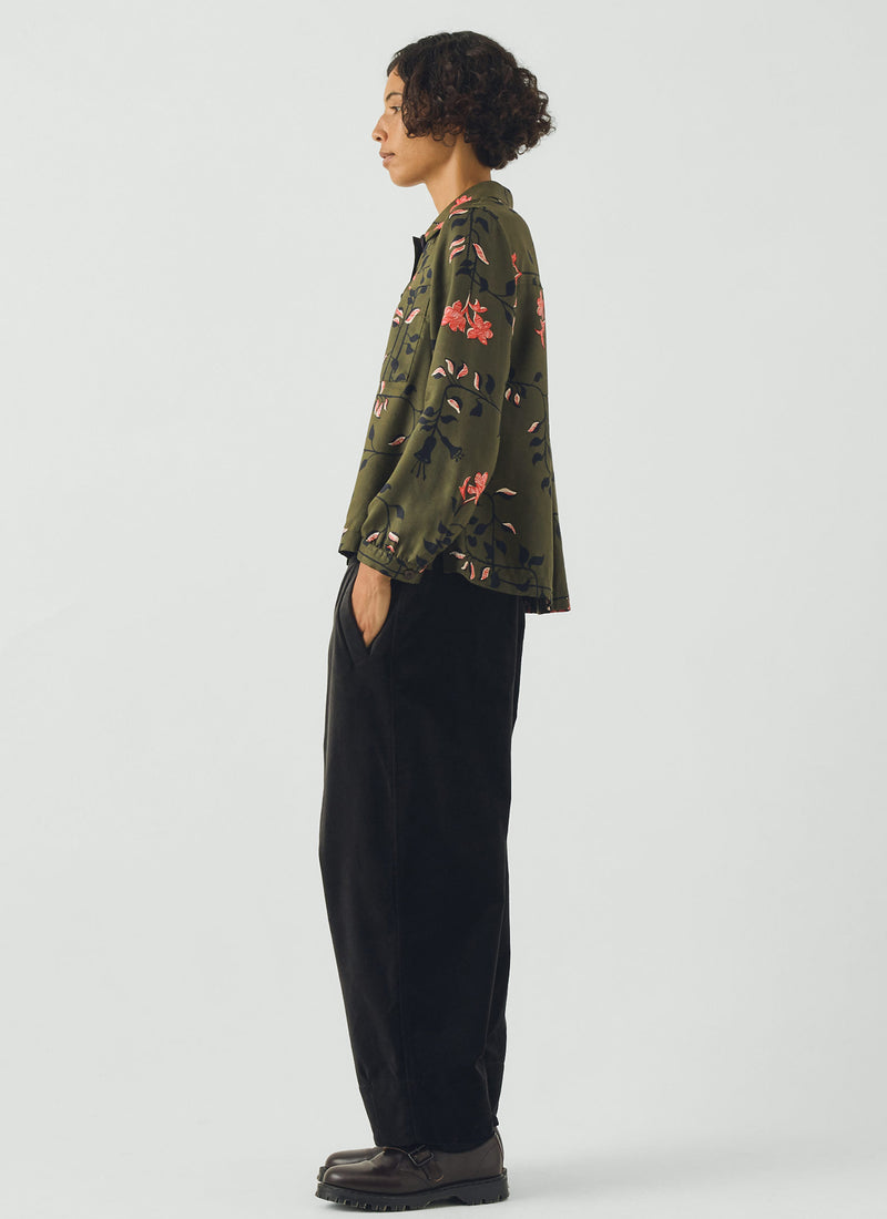 Baya Folk Vines Print Shirt | Dark Olive