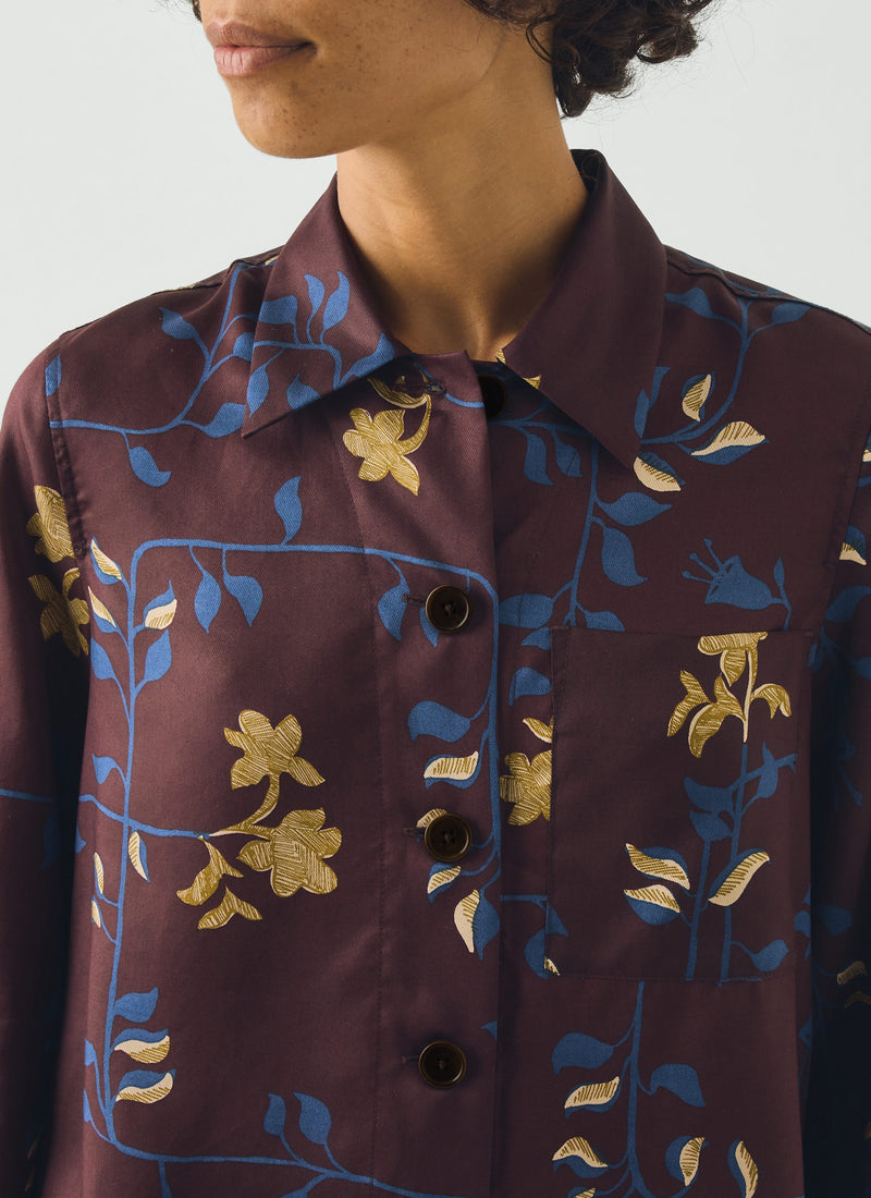 Baya Folk Vines Print Shirt | Plum