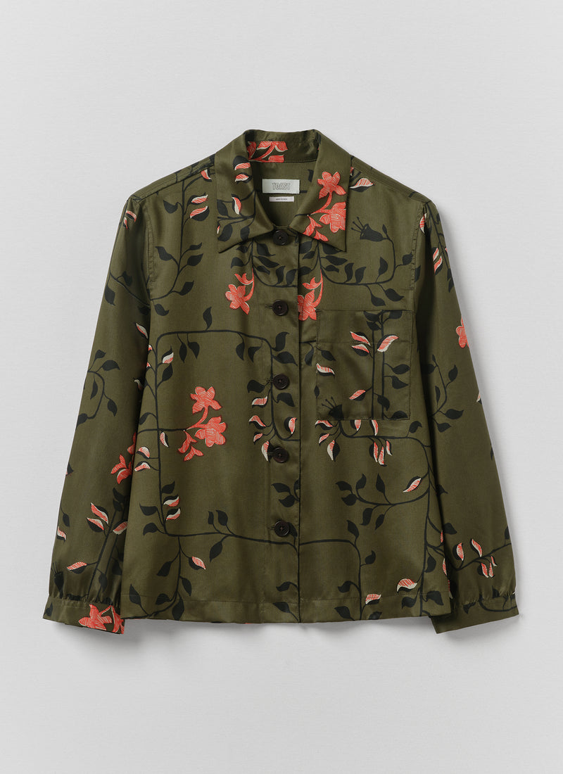 Baya Folk Vines Print Shirt | Dark Olive