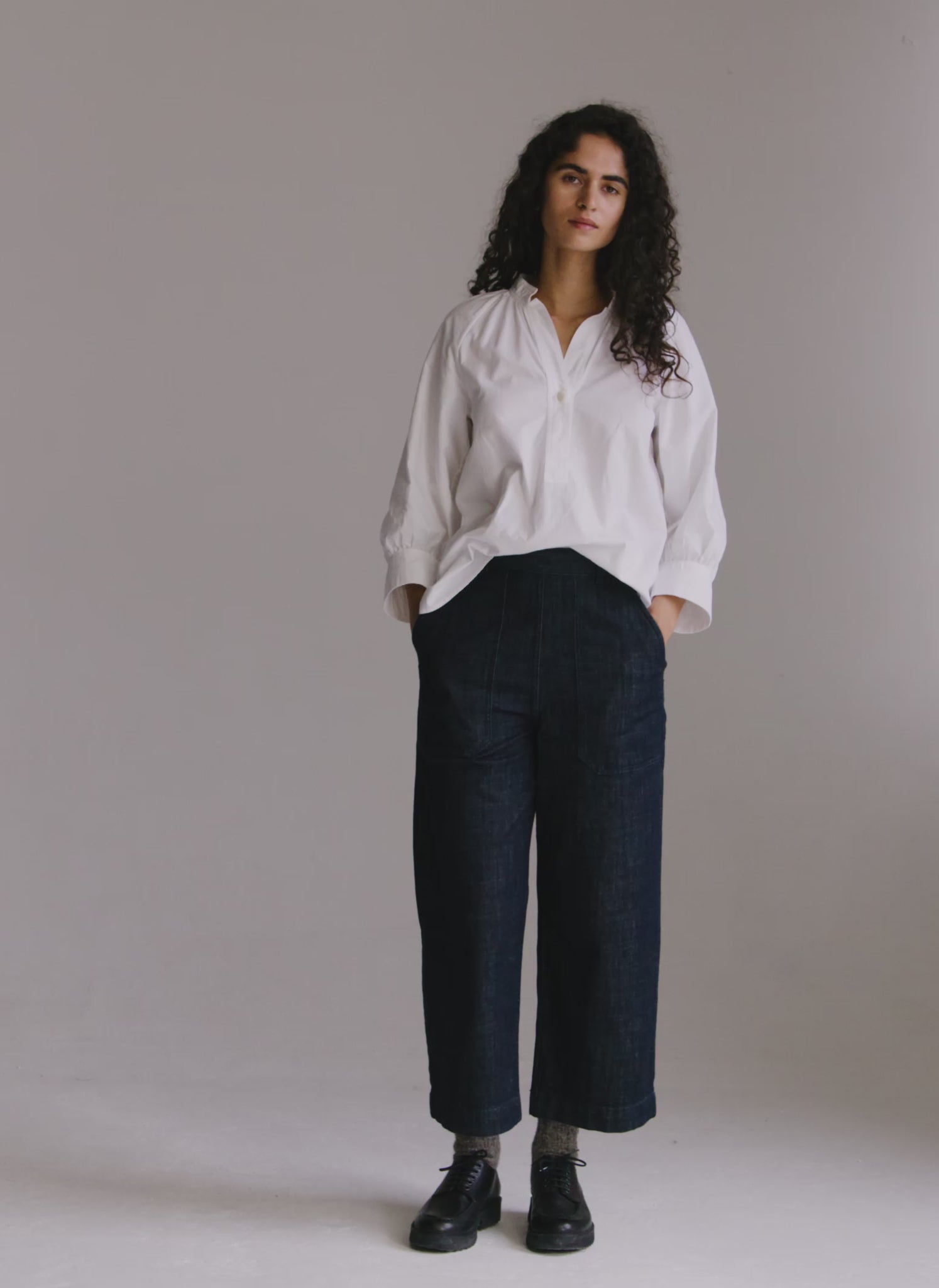 Annie Organic Denim Side Button Jeans | Black main image 0