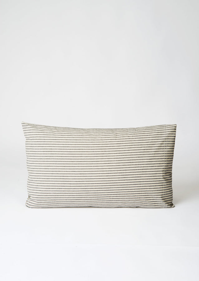Organic Cotton Ticking Stripe Housewife Pillowcase | Ecru/Graphite