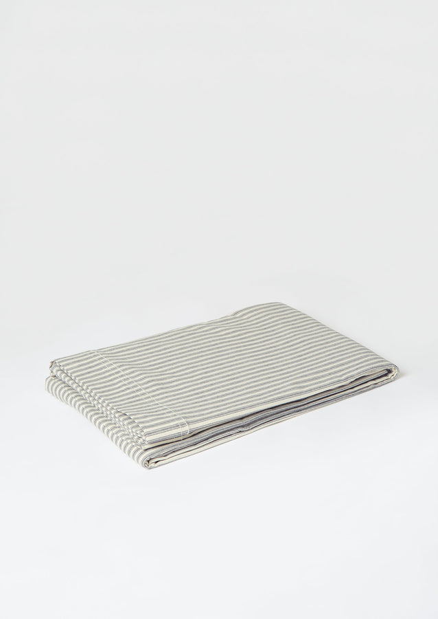 Organic Cotton Ticking Stripe Fitted Sheet | Ecru/Graphite